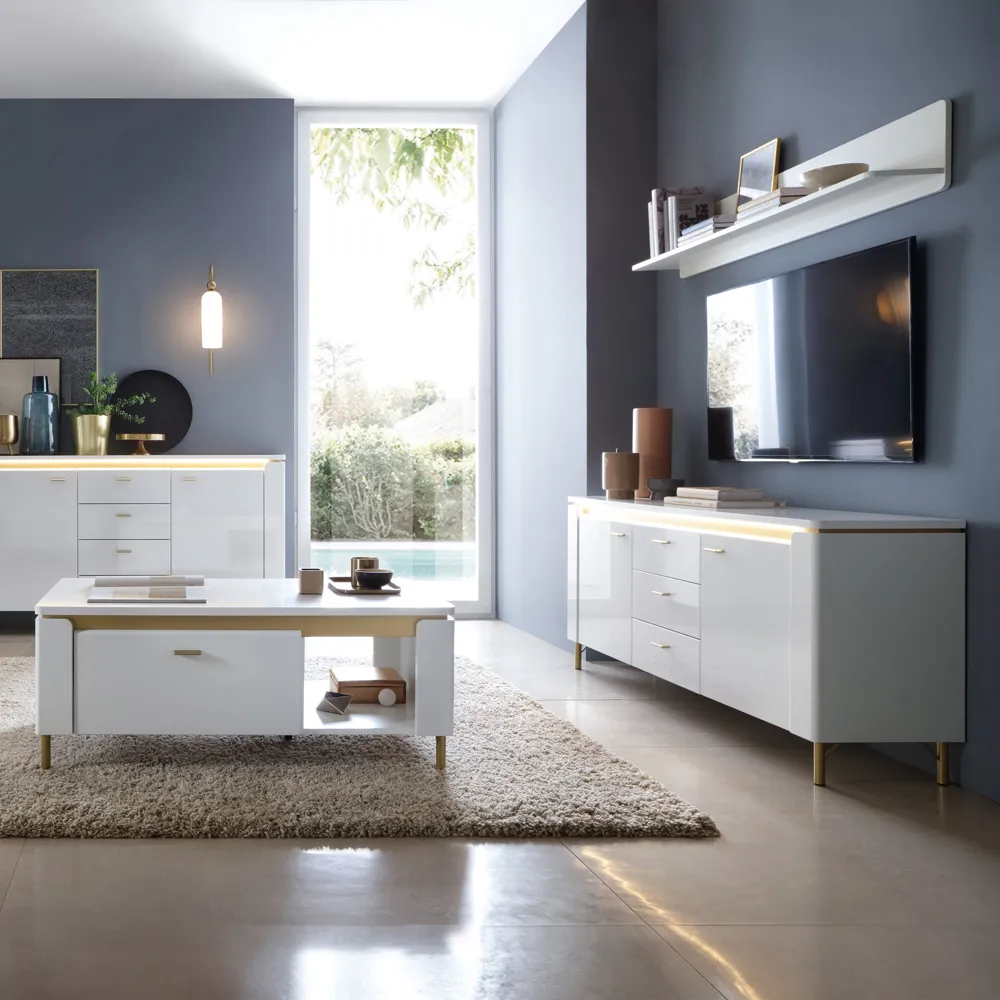 Lazio 2 Door 3 Drawer TV Cabinet - Alpine White