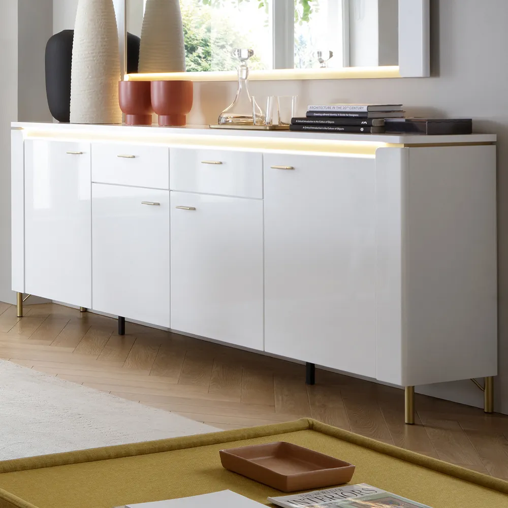 Lazio 4 Door 2 Drawer Sideboard - White image