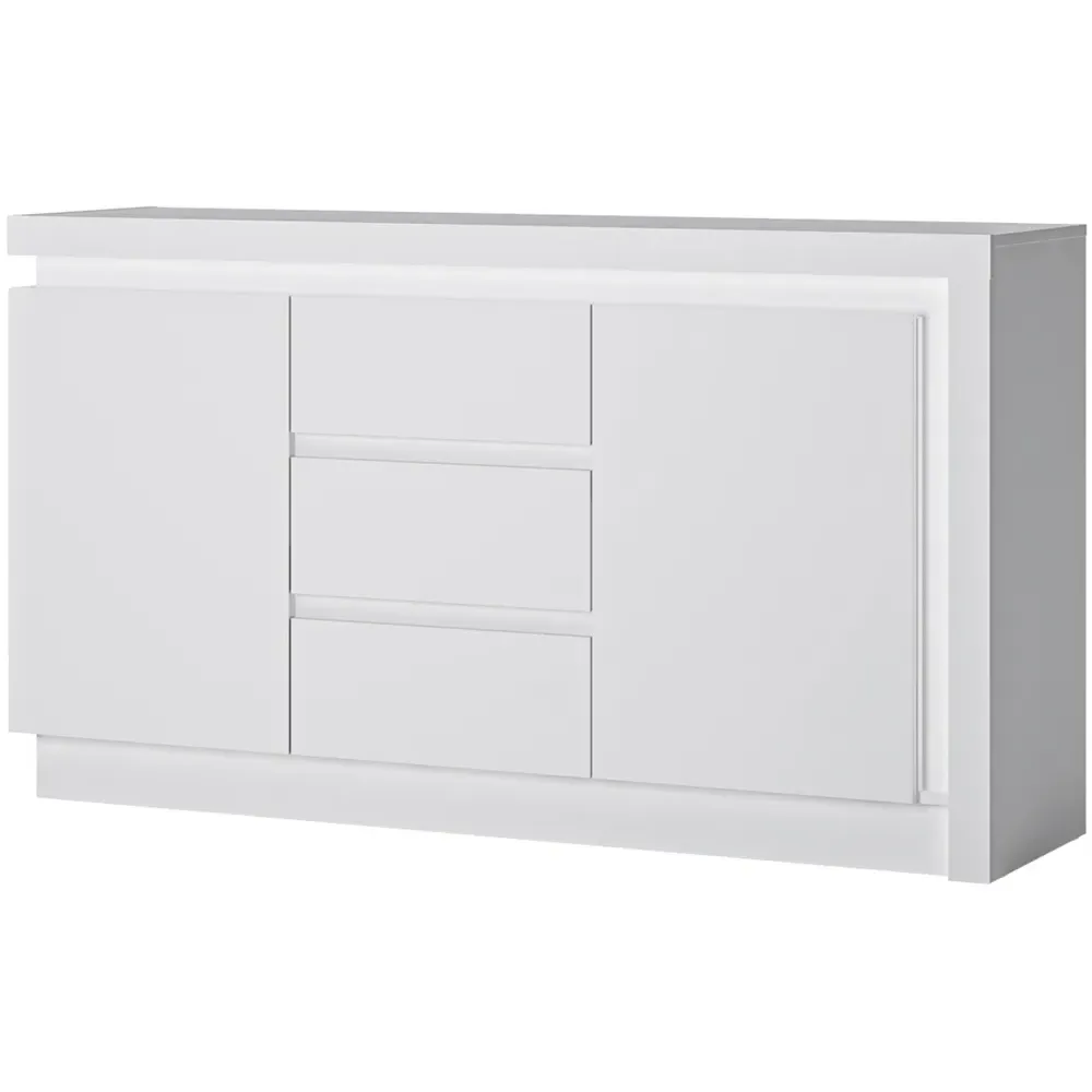 Lyon 2 Door 3 Drawer Sideboard with LED - White