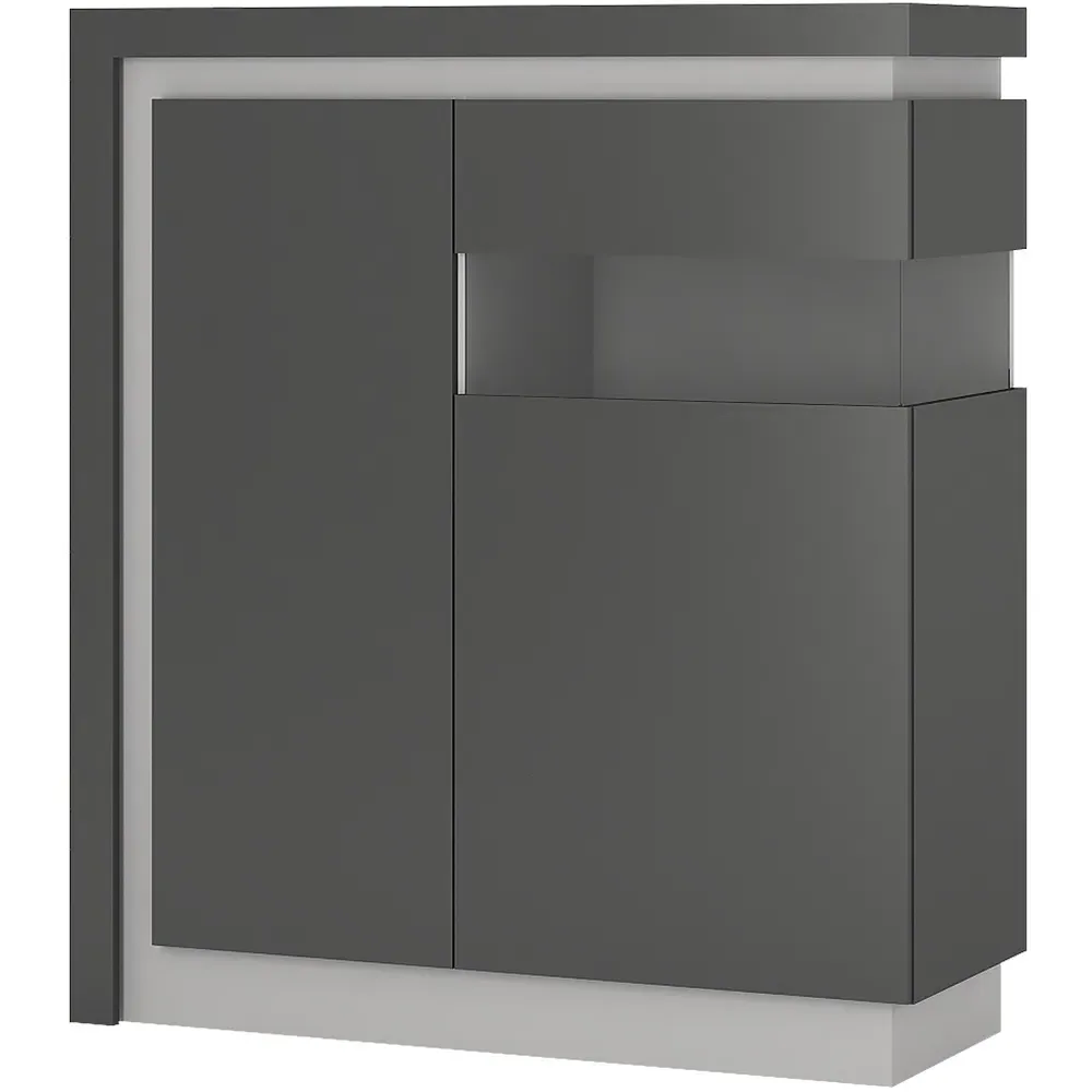 Lyon 2 Door Display Cabinet with LED - Platinum, Light Grey