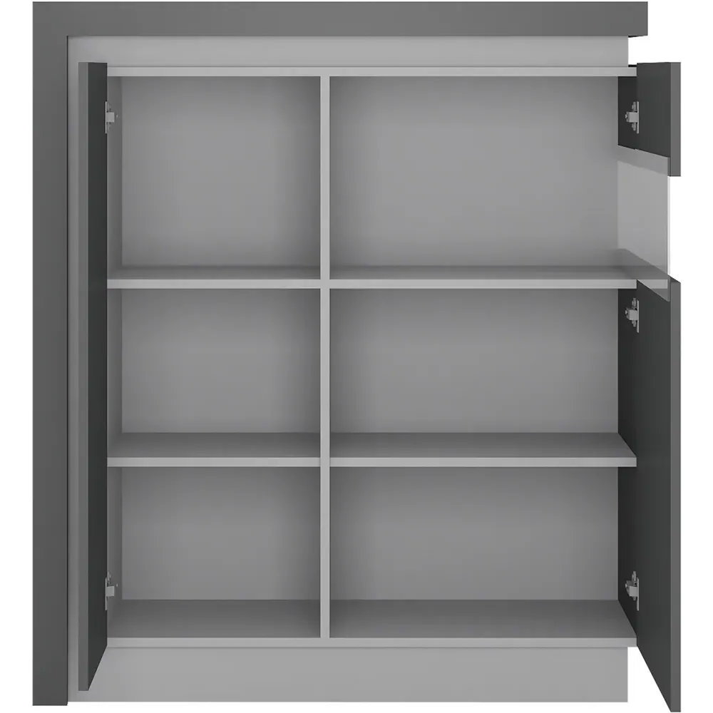 Lyon 2 Door Display Cabinet with LED - Platinum, Light Grey