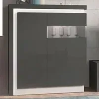 Lyon 2 Door Display Cabinet with LED - Platinum, Light Grey