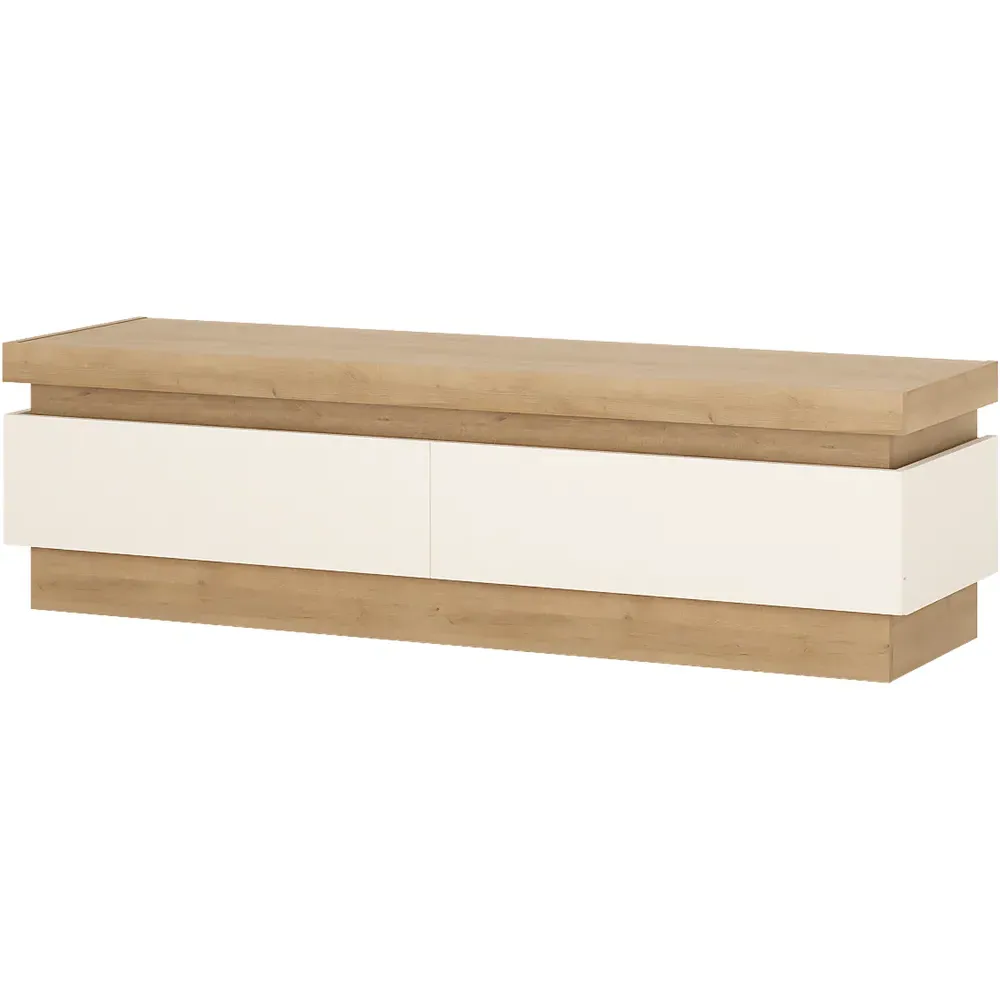 Lyon 2 Drawer TV Cabinet with LED - Riviera Oak, White