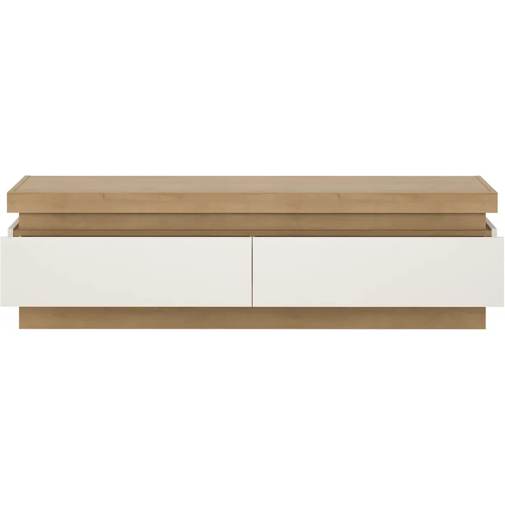 Lyon 2 Drawer TV Cabinet with LED - Riviera Oak, White
