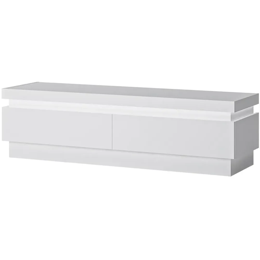 Lyon 2 Drawer TV Cabinet with LED - White