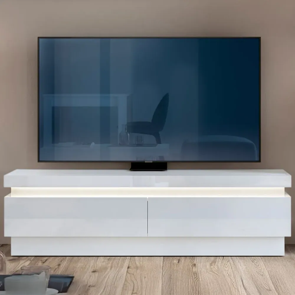 Lyon 2 Drawer TV Cabinet with LED - White image