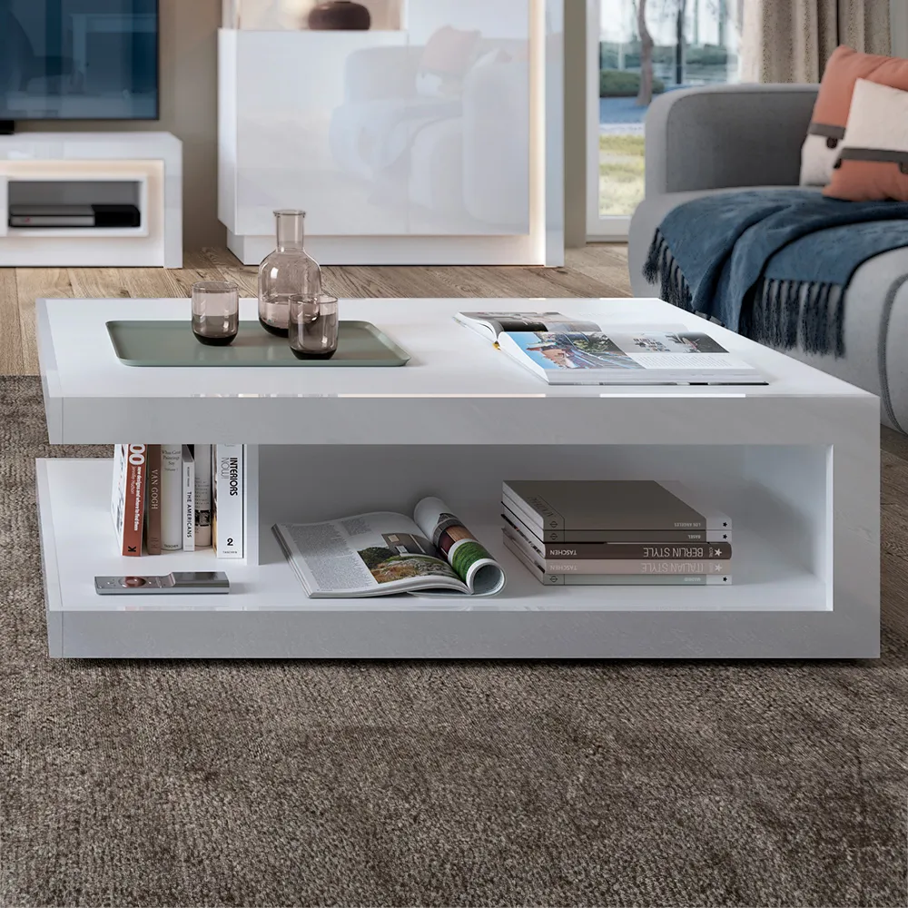 Lyon Coffee Table with Storage - White, High Gloss image