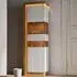 Lyon Left Hand Tall Display Cabinet with LED - White, Oak