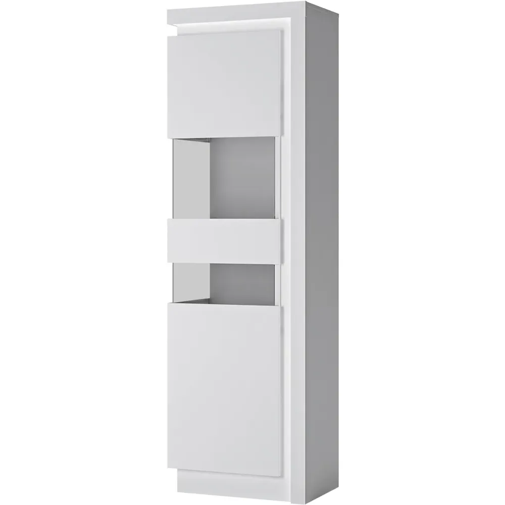 Lyon Right Hand Tall Display Cabinet with LED - White