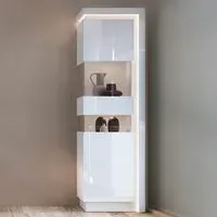 Lyon Right Hand Tall Display Cabinet with LED - White