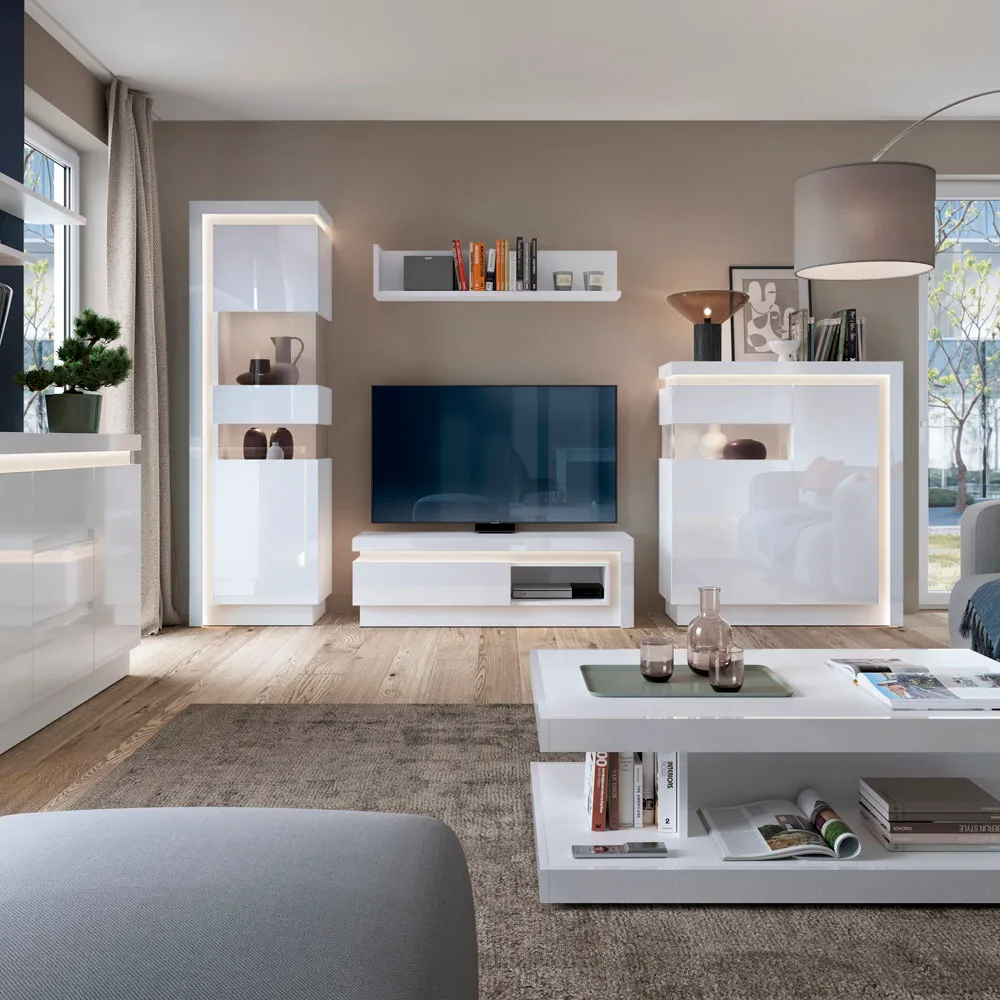 Lyon Single Drawer TV Cabinet - White High Gloss