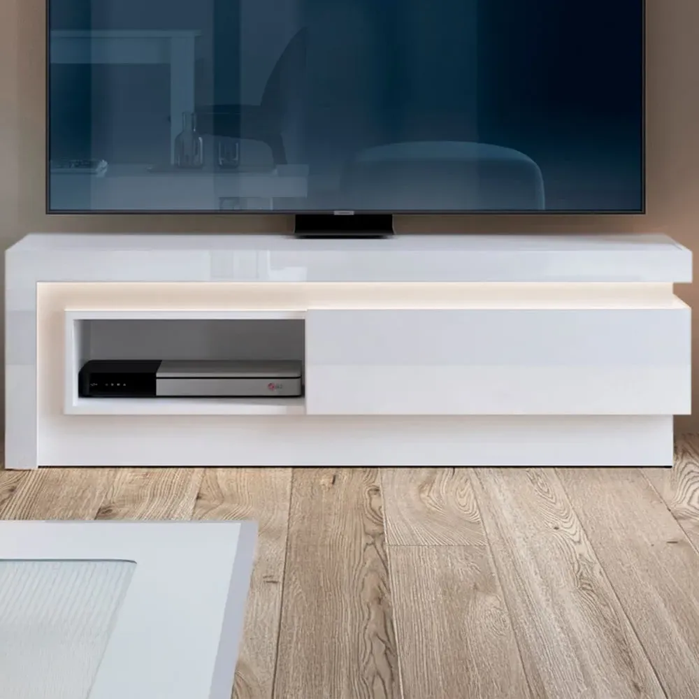 Lyon Single Drawer TV Cabinet - White High Gloss image