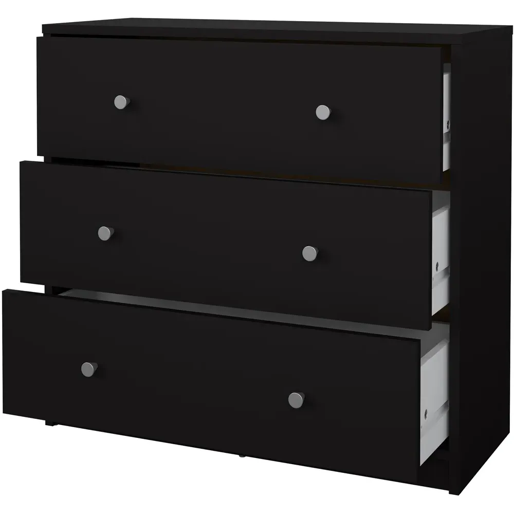 May 3-Drawer Chest of Drawers - Black