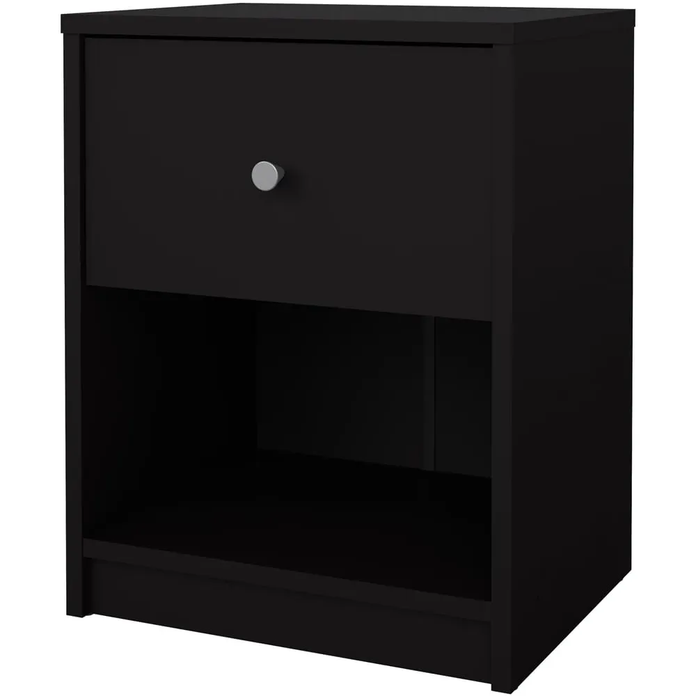 May Single Drawer Bedside Table - Black