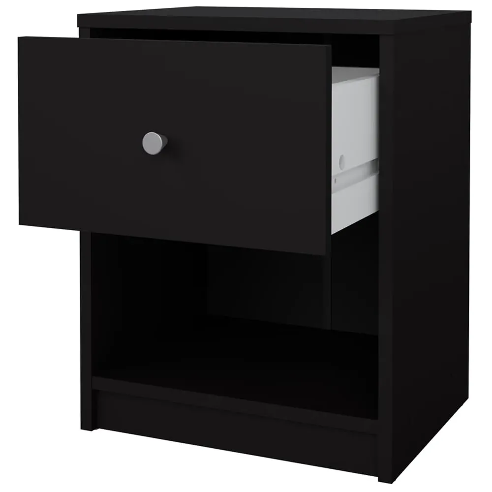 May Single Drawer Bedside Table - Black