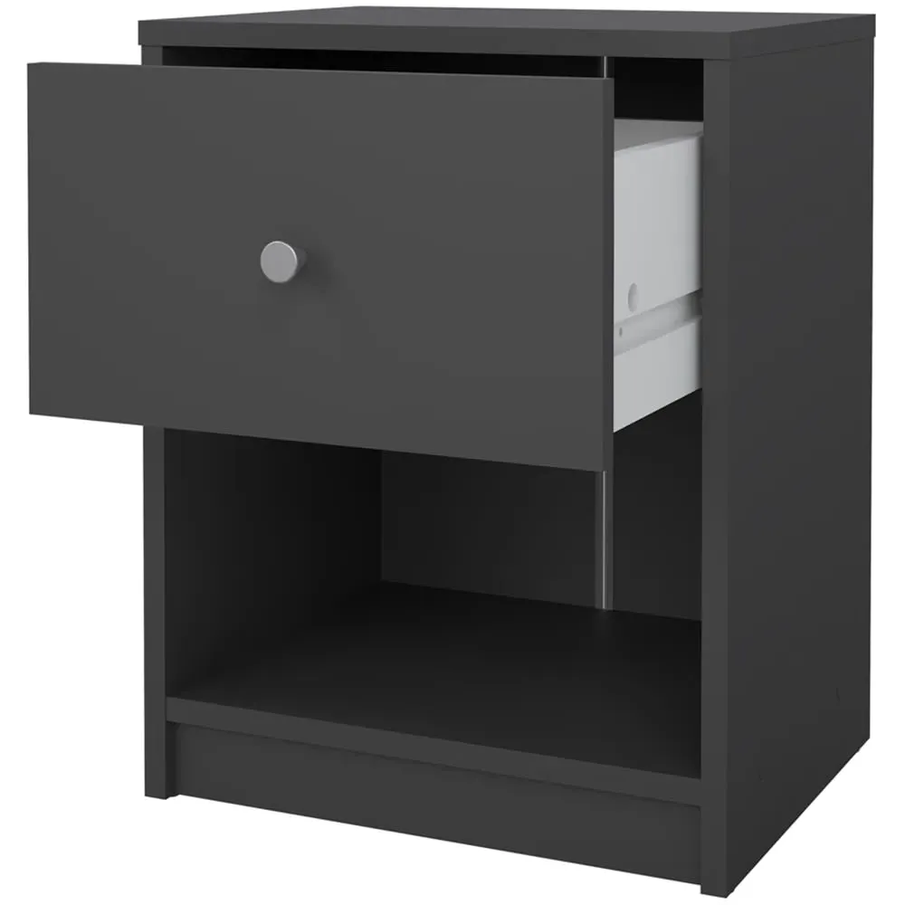May Single Drawer Bedside Table - Grey