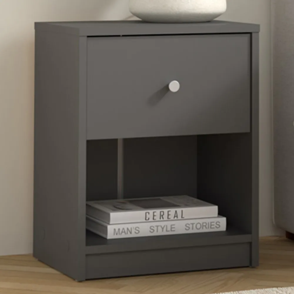 May Single Drawer Bedside Table - Grey image