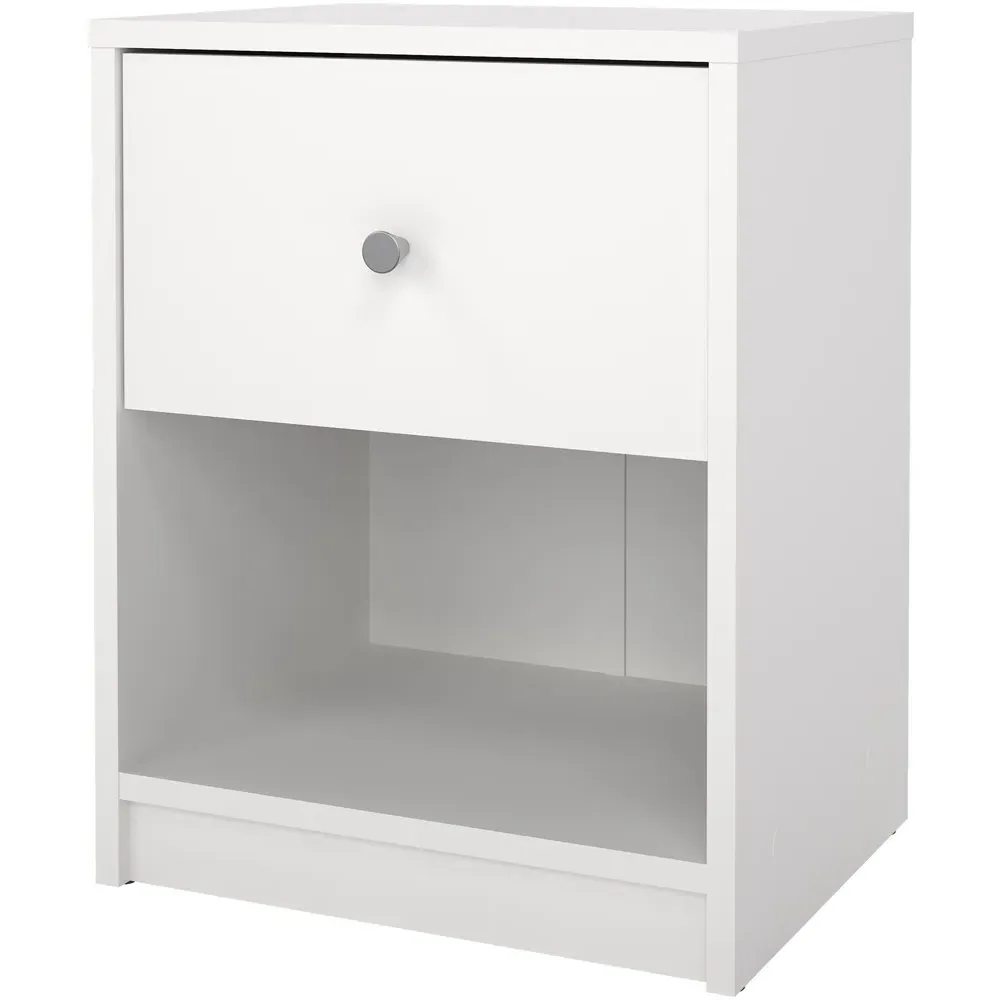 May Single Drawer Bedside Table - White