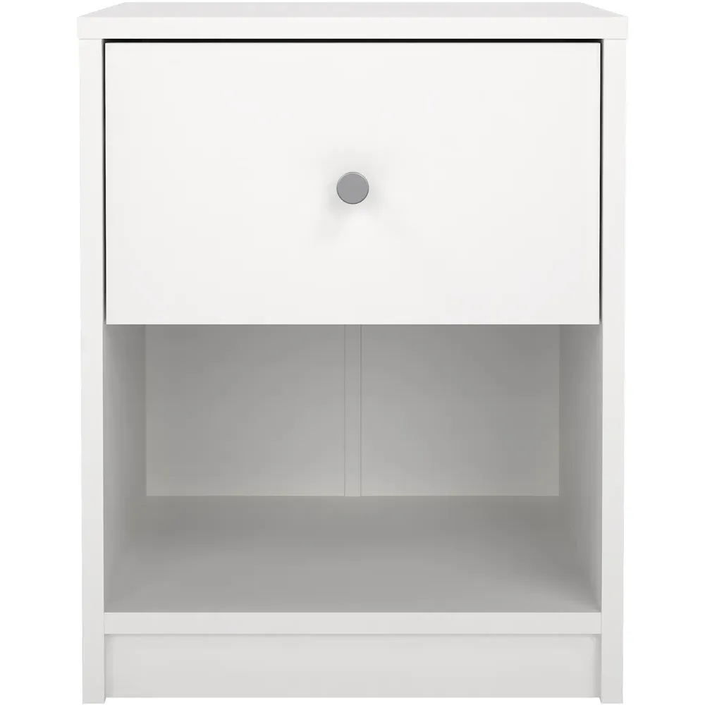 May Single Drawer Bedside Table - White
