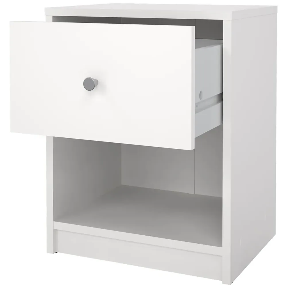 May Single Drawer Bedside Table - White