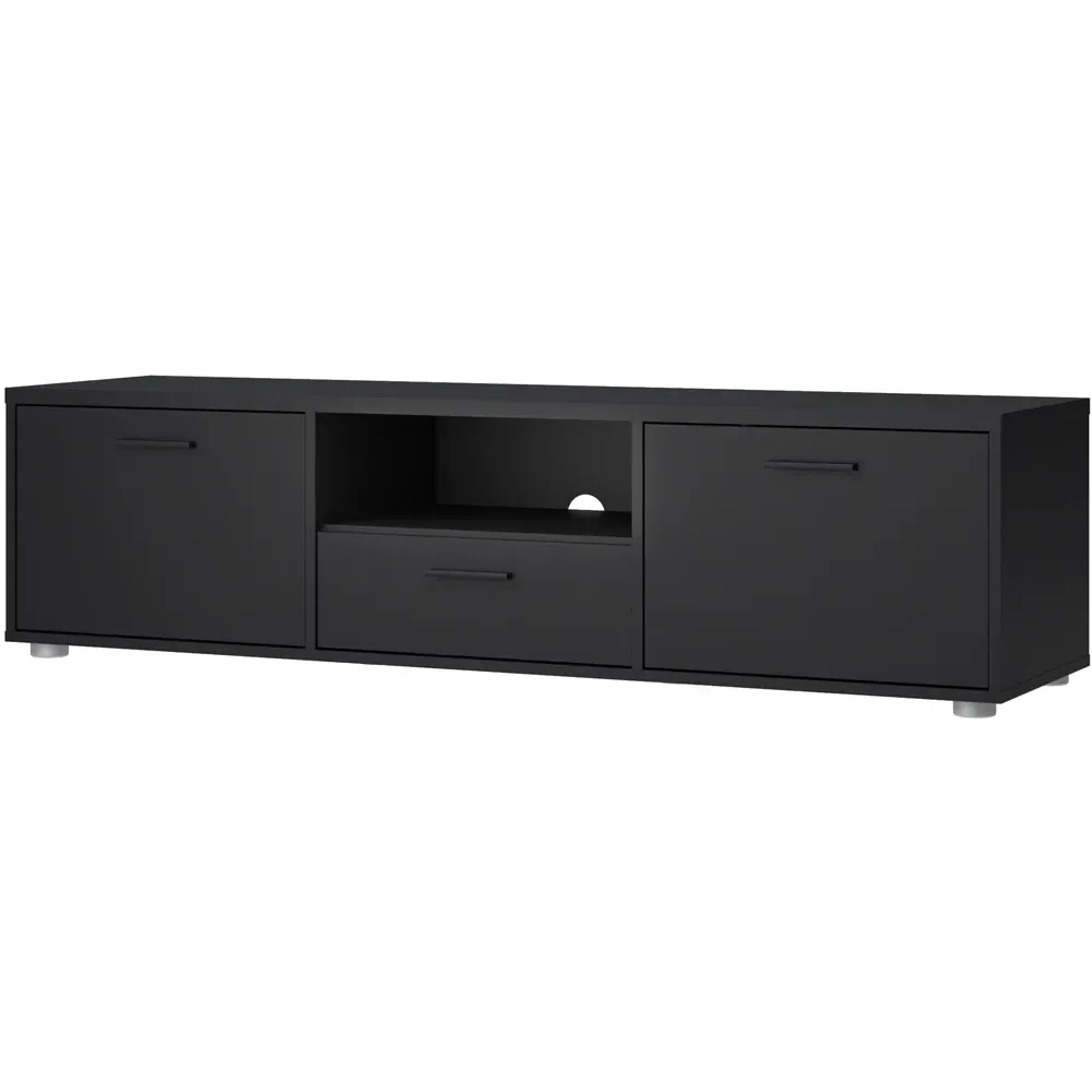 Media 2 Door TV Unit with Storage - Black