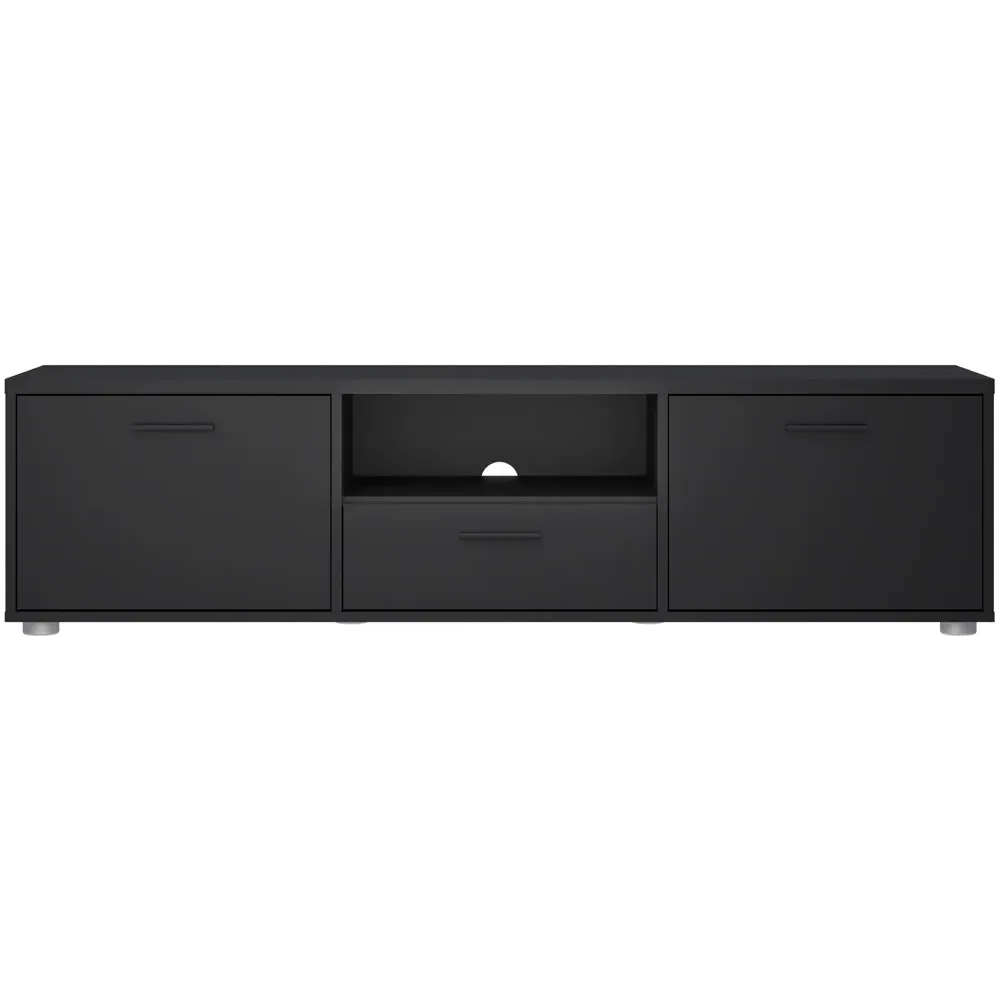 Media 2 Door TV Unit with Storage - Black
