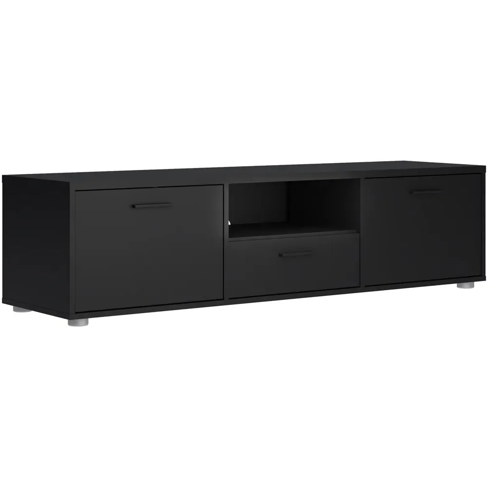 Media 2 Door TV Unit with Storage - Black