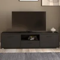 Media 2 Door TV Unit with Storage - Black