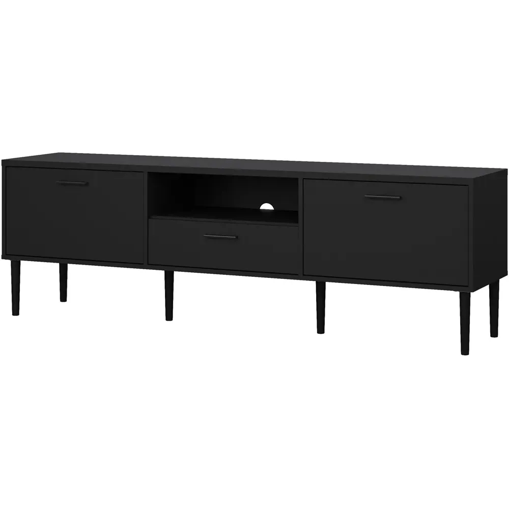 Media 2 Door TV Unit with Storage - Black