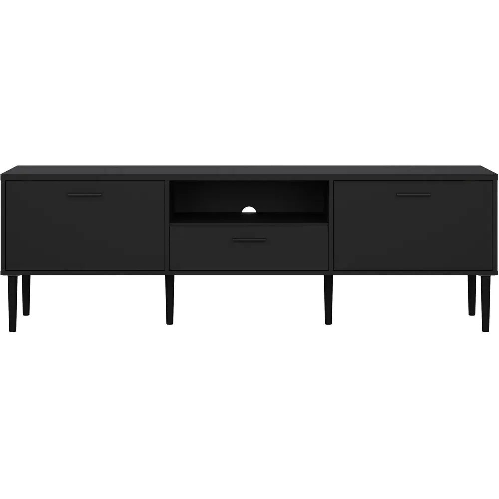 Media 2 Door TV Unit with Storage - Black