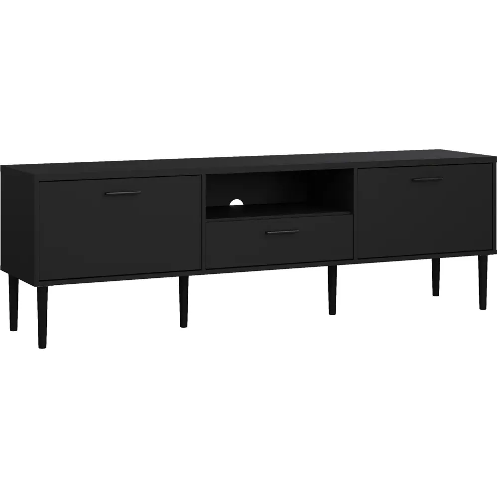 Media 2 Door TV Unit with Storage - Black