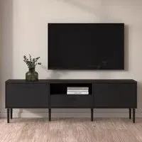 Media 2 Door TV Unit with Storage - Black