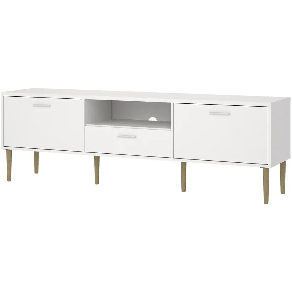 Media 2 Door TV Unit with Storage - White