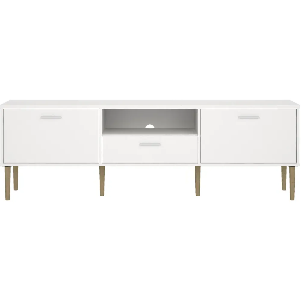 Media 2 Door TV Unit with Storage - White