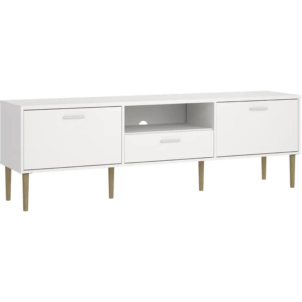 Media 2 Door TV Unit with Storage - White