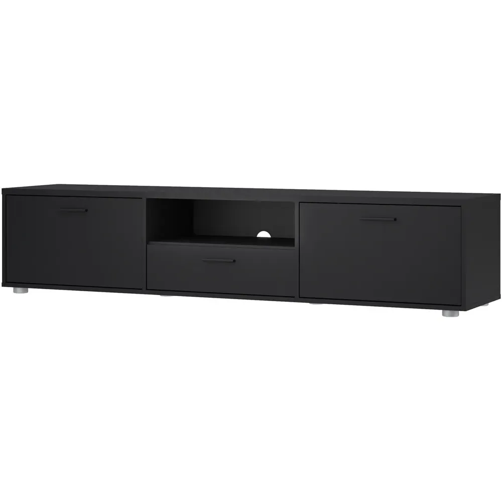Media Wide 2 Door TV Unit with Storage - Black