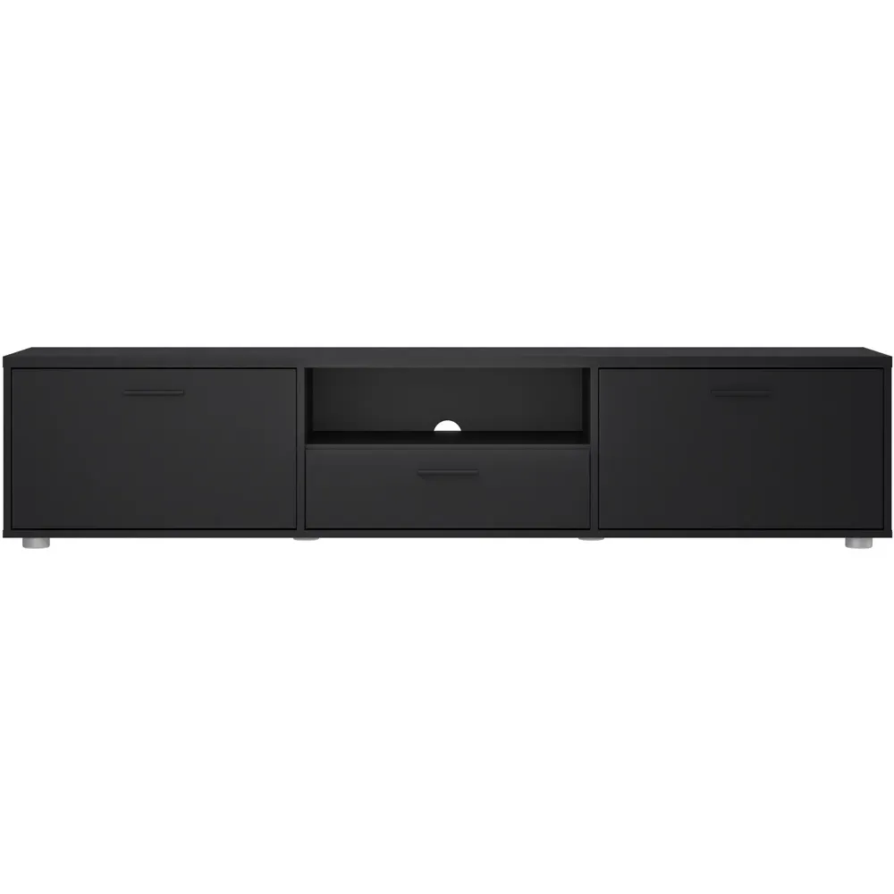 Media Wide 2 Door TV Unit with Storage - Black