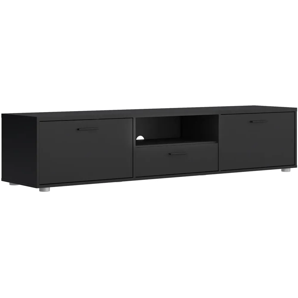 Media Wide 2 Door TV Unit with Storage - Black