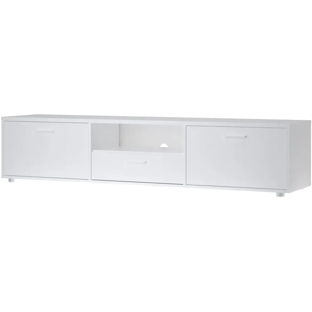 Media Wide 2 Door TV Unit with Storage - White