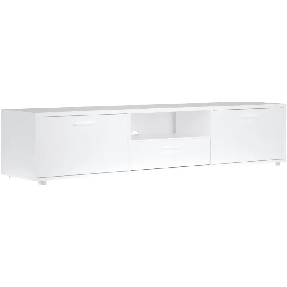 Media Wide 2 Door TV Unit with Storage - White