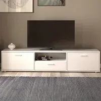 Media Wide 2 Door TV Unit with Storage - White