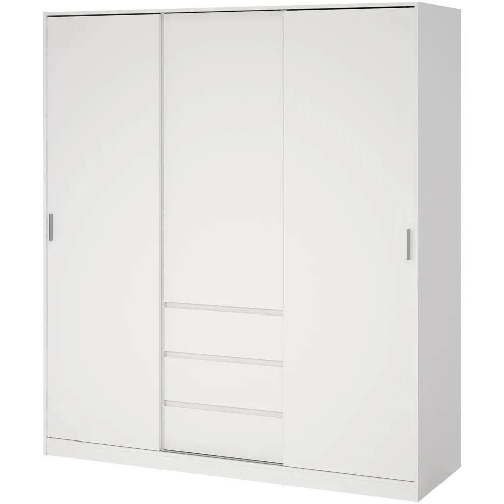 Naia 3 Door 3 Drawer Wardrobe - White