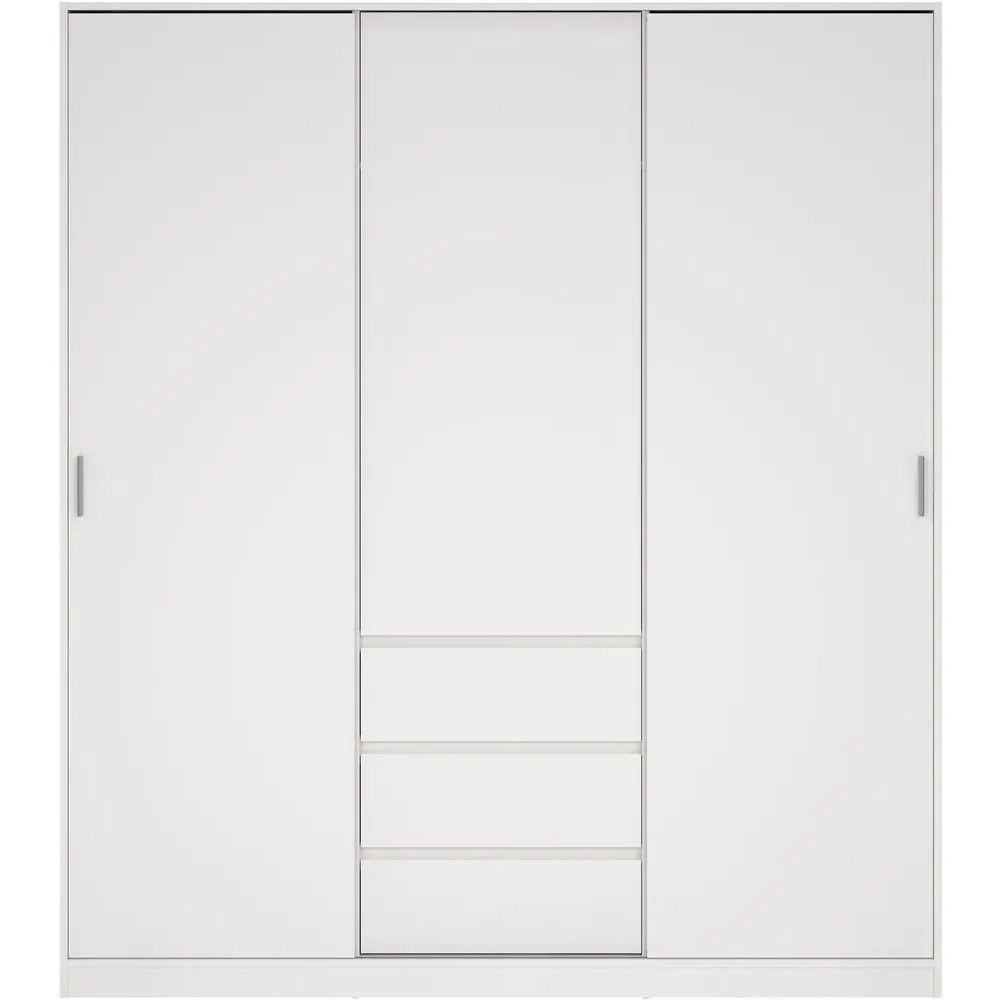 Naia 3 Door 3 Drawer Wardrobe - White