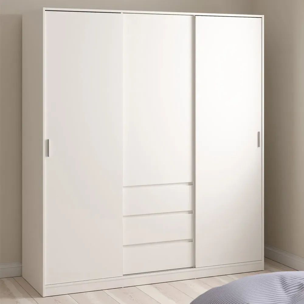Naia 3 Door 3 Drawer Wardrobe - White