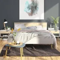 Oslo 3 Piece Bedroom Set with Double Bed - White, Oak