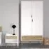 Oslo 3 Piece Bedroom Set with Wardrobe - White, Oak