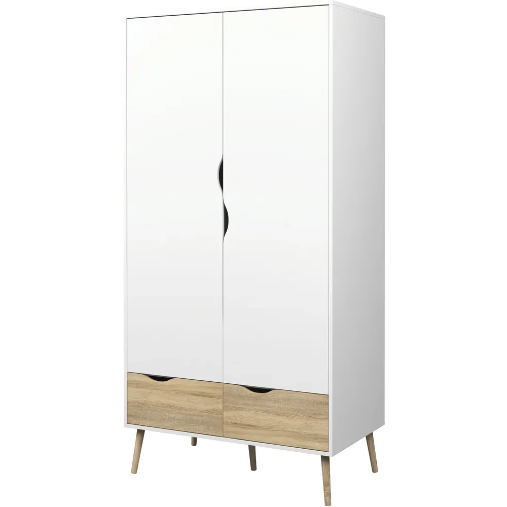 Oslo 4 Piece Bedroom Furniture Set - White, Oak