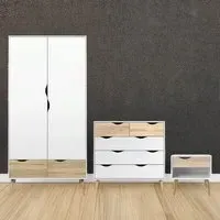 Oslo 4 Piece Bedroom Furniture Set - White, Oak