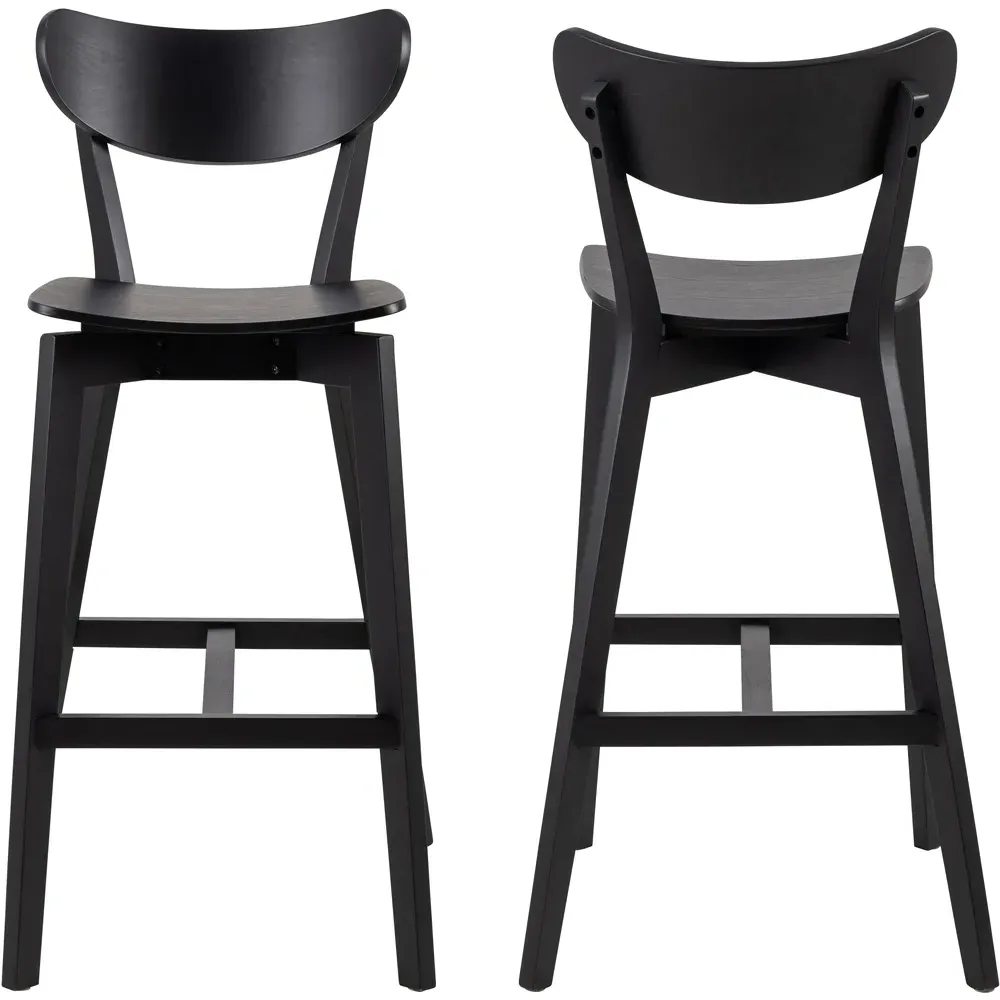 Roxby Bar Stool Set of 2 - Black, Oak Veneer