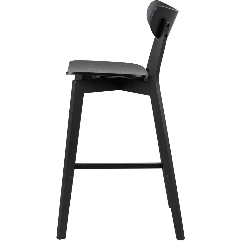 Roxby Bar Stool Set of 2 - Black, Oak Veneer